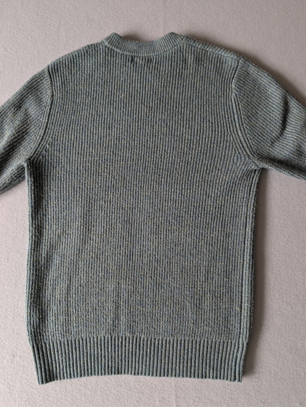 Sage Green Teal Ribbed Knit Sweater Mens Small Minimalist Crewneck Cozy Pullover image 5